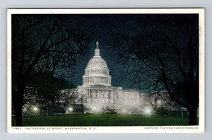Washington DC, US Capitol At Night Vintage Souvenir Postcard - Picture 1 of 2