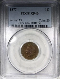 1877 Indian Head Cent PCGS XF40 KEY DATE 1C Mid Grade Coin - Picture 1 of 4