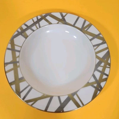 Tazón de sopa Pickard Mulholland borde grande Kelly Wearstler dorado platino NUEVO China Foto 1 de 4