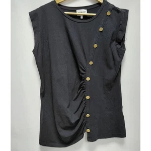 Leo & Ugo Paris Black Asymmetric Button Top Women’s | Size 5 - Picture 1 of 10