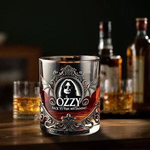 Ozzy Osbourne Elegante Bottiglia Bicchiere Commemorativo Whisky per Bar Festa - Foto 1 di 6