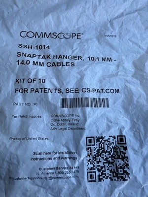 COMMSCOPE SSH-1014 SNAPTAK HANGER 10.1 mm-14.0mm (bag Of 10) - Image 1 of 2