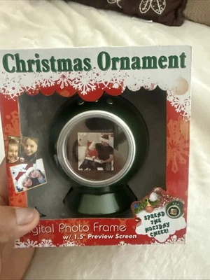 Digital USB Photo Frame Christmas Ornament - Holds 100 Photos - Stands or Hangs - Image 1 of 4