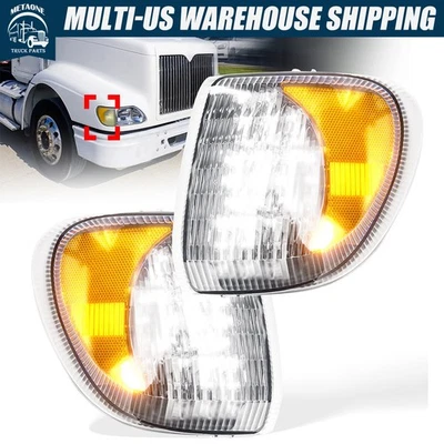 2PCS LED Corner Turn Signal Lights For International 9200 9400 Left&Right Side - Image 1 of 4