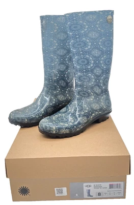 Botas UGG Shaye Bandana Paisley 'Denim Azul Chuva Forro Impermeável Feminino 8 NOVAS - Imagem 1 de 4
