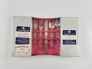 HMC Household's Flatware 50 Piece Stainless Steel Floral Vintage New Sealed - Picture 1 of 8