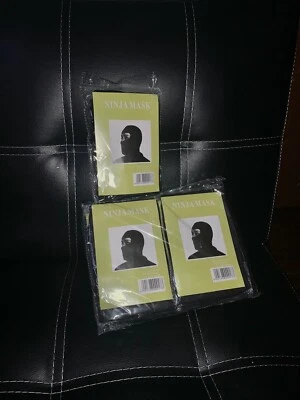 ( 1 Doz )  12 pieces ￼- Adult Unisex NINJA FACE MASK BLACK - Image 1 of 2