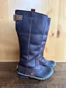 SOREL SLIMPACK TALL 7.5 Equestrian Riding Rain Boot Women NUTMEG BROWN Buckle - Picture 1 of 11