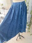 Embroidered Blue Maxi Skirt Over Dyed Peasant Cottagecore XL Catalog Classics