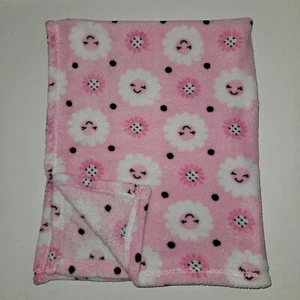 Cutie Pie Baby Blanket Pink White Black Flowers Clouds? Polka Dots 30x36 - Picture 1 of 7