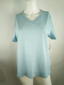 Smartwool Women Perfect V-Neck Short Sleeve Tee Winter Sky Medium 02383-M06 - Picture 1 of 10