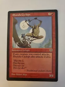 MTG Magic The Gathering Card Ekundu Cyclops Summon Cyclops Red Mirage 1996 - Picture 1 of 2