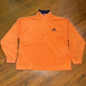 Vintage Y2K New Balance Fleece Size M Orange 1/4 Zip Pullover Sweater W/ Pockets - Picture 1 of 6