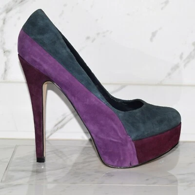 Tacones altos plataforma gamuza retazos azul púrpura Aldo talla 6 Foto 1 de 4
