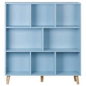 Bright Blue 3-tier Bookshelving 8 Cubes Shelf Modern Durable Bookcase Home Use  - Picture 1 of 20