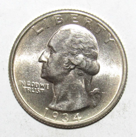 1934 Washington Quarter CH BU (T45) Cover