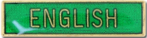 English School Subject Bar Pin Badge in Green Enamel - Picture 1 of 2
