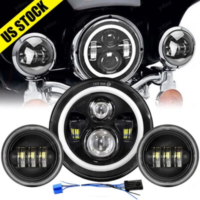 Faro LED 7" + Luz de paso 4,5 para Harley Electra Glide Road King Foto 1 de 4