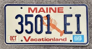 1999 Vintage Maine Nummernschild #3501 EI "Vacationland" Maine Hummer Logo - Bild 1 von 6
