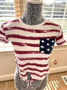 Girls youth Small U.S.Vintage crop top American flag - Picture 1 of 8