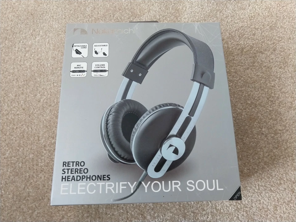 Nakamichi Headphones Model NK2030, NIB, Grey With Blue Thread - Image 1 of 3