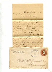 Cover & Letter ROSCOE IL  1886 w concentric circle bullseye  fancy cancel - Picture 1 of 2