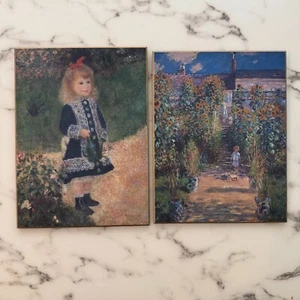 Set of 2 Impressionist Art Prints – Renoir & Monet – Mounted Wall Plaques - Picture 1 of 8