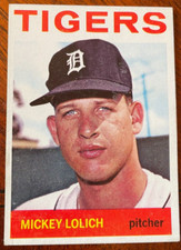 MICKEY LOLICH   1964  TOPPS ROOKIE  Baseball Card - SLIGHT WEAR - VINTAGE!