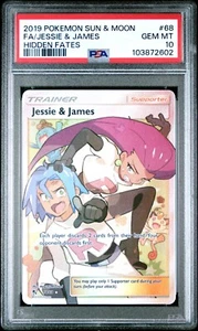PSA 10 Jessie & James 068 Full Art Trainer Pokemon Sun Moon Hidden Fates Meowth - Picture 1 of 1