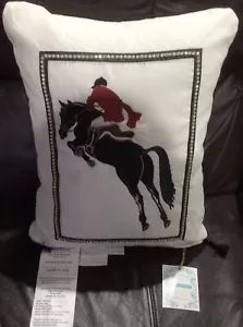 Rider Equestrian Jumper White Pillow New - Picture 1 of 6