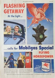 Mobilgas Socony Vacuum 1947 anuncio vintage intermitente escapada a la luz - Imagen 1 de 1