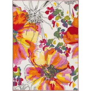 World Rug Gallery Area Rugs 3' 3" x 5" Modern Bright Flowers Non-Slip Multi - Picture 1 of 6