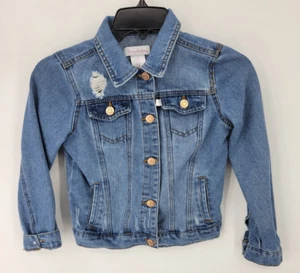 Tommy Bahama Denim Jacket Girls 8 Distressed Blue Denim Trucker - Picture 1 of 11