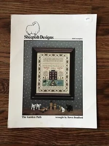 Sheepish Designs Cross Stitch ~ The Garden Path 1986 Pattern And Started Linen - Picture 1 of 10