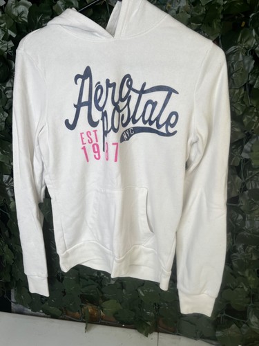 VETEMENTS Maglione Aeropostale donna piccolo bianco felpa con cappuccio manica lunga pullover tasche