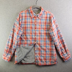 LL Bean Top Womens S Pink Plaid Fleece Line Flannel Shirt Shacket Ranchwear - Picture 1 of 11