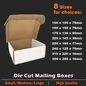 Mailing Box Diecut Cardboard Shipping Mailer White Carton Medium Large A4 A5
