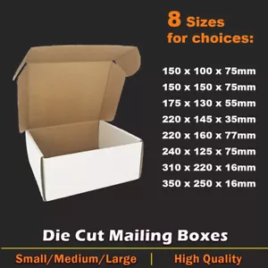 Mailing Box Diecut Cardboard Shipping Mailer White Carton Medium Large A4 A5 - Picture 1 of 13
