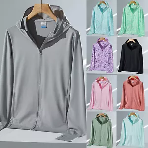 Womens Hoodie Sun-Protective Jacket Coat Anti-UV Top Cycling Breathable Fit Soft - Picture 1 of 35