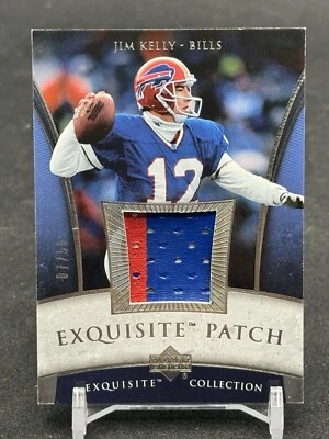 2006 UD Exquisite Jim Kelly 2 Color Game Used Patch SP /50 Buffalo Bills  - Image 1 of 4