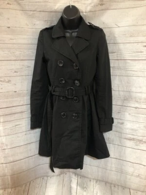 Женское черное пальто Divided by H&M двубортное с поясом размер 4 - Изображение 1 из 4