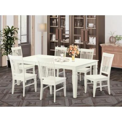 7  PC  Dining  room  set  with  a  Table  and  6  Dining  Chairs  in  Linen ... - Image 1 of 4
