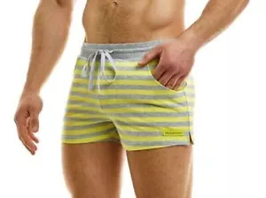 Modus Vivendi Exclusive Short Slim Fit Drawstrings Yellow Striped Shorts 23221 - Picture 1 of 4