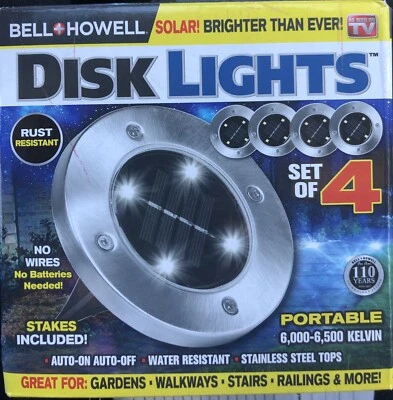 Bell & Howell Disk Lights Deluxe Solar Powered 3.75 W LED Garden Light 4 pk - Image 1 of 2