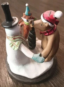 RARE Christmas Trio Laura Benge 2016 Demdaco Lift The Spirit Snowman Fox & Bear - Bild 1 von 15