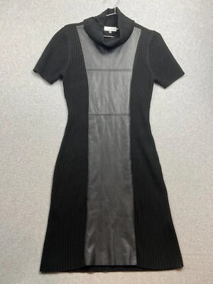 Vestido suéter tejido Calvin Klein para mujer M tejido cuello falso imitación cuero grunge  Foto 1 de 4