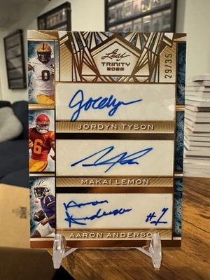 JORDYN TYSON MAKAI LEMON AARON ANDERSON 2025 LEAF TRINITY Prospect RC Auto #/35 - Imagem 1 de 2
