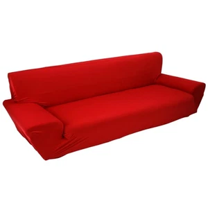 Funda de sofá elástica borgoña maciza para muebles de sofá de 3 plazas - Imagen 1 de 8