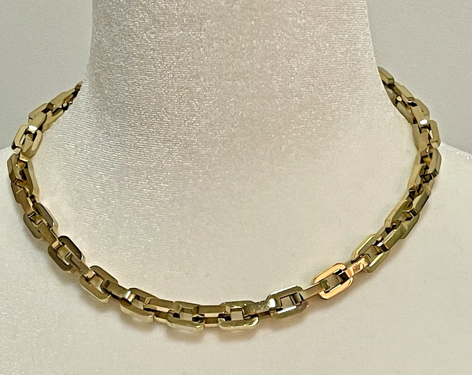 EDDIE BORGO Signed Necklace 12k Gold Plate Supra Link Chain Designer Necklace Foto 1 de 4