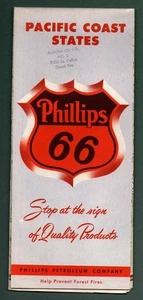 PACIFIC COAST STATES – HIGHWAY MAP – 1956 – PHILLIPS 66 OIL COMPANY - Picture 1 of 3